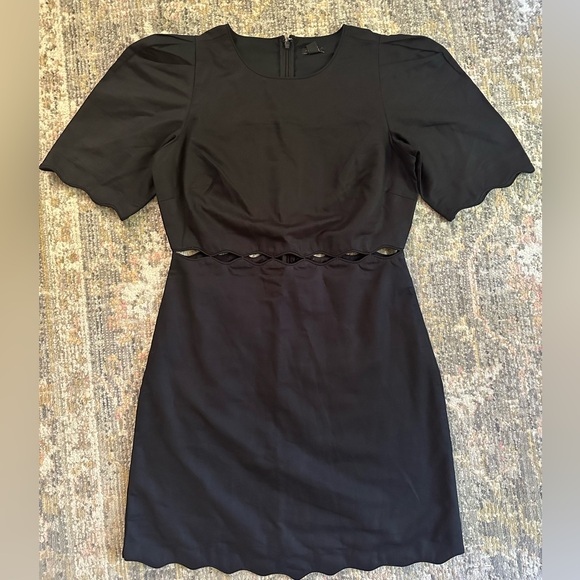 Ann Taylor Black Scalloped Dress Linen Blend Sundress Size 2 - Picture 3 of 6